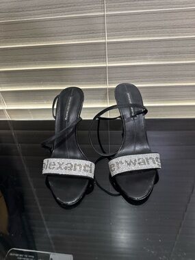 Alexander Wang Black Crystal-Embellished Strappy Heeled Sandals